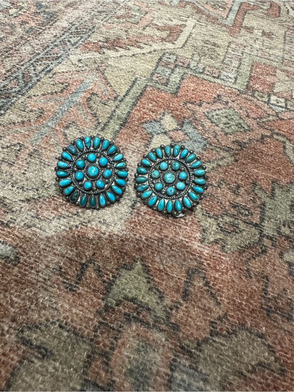 Turquoise Cluster Circle Earrings by